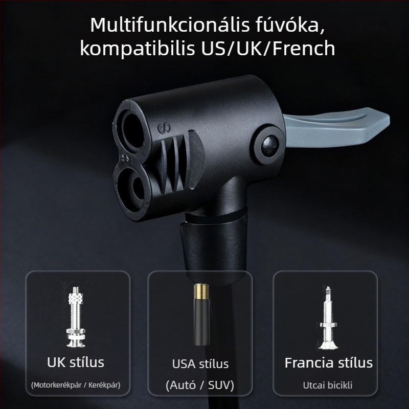 Jingding BC002 robbanásbiztos levegő pumpa elektromos járművekhez, kerékpárokhoz és autókhoz — anyag: vas, maximális nyomás 160 psi.