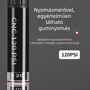 Kézi hordozható kerékpárpumpa manométerrel, alumínium test, mini méret, 120 psi-ig magasnyomás