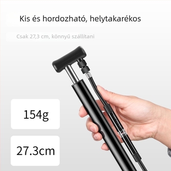 Kézi hordozható kerékpárpumpa manométerrel, alumínium test, mini méret, 120 psi-ig magasnyomás