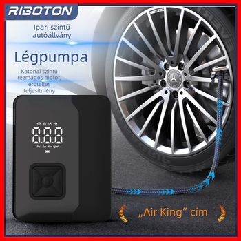 Riboton autó légpumpa, hordozható, kábeles, 80W, 5V, egyhengeres, 25 L/perc, akkumulátoros