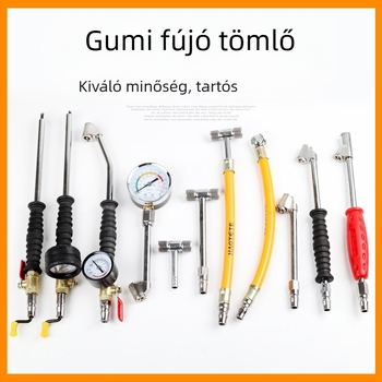 Kézi pumpa hajlított levegőcsővel kerékpárhoz — HANGTETE, vasból, modell Elbow air nozzle, nyomás 1,6 MPa