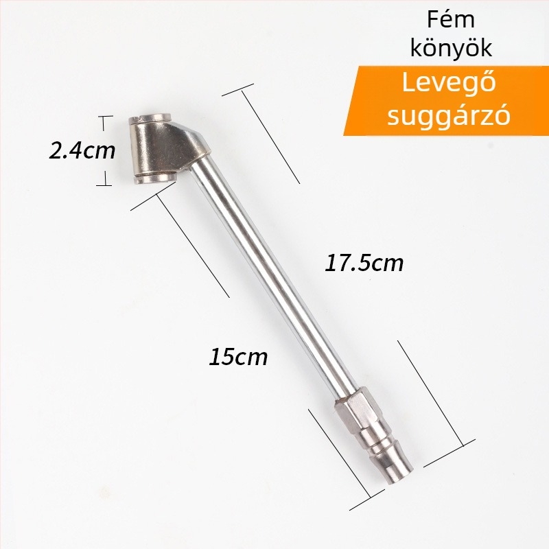 Kézi pumpa hajlított levegőcsővel kerékpárhoz — HANGTETE, vasból, modell Elbow air nozzle, nyomás 1,6 MPa