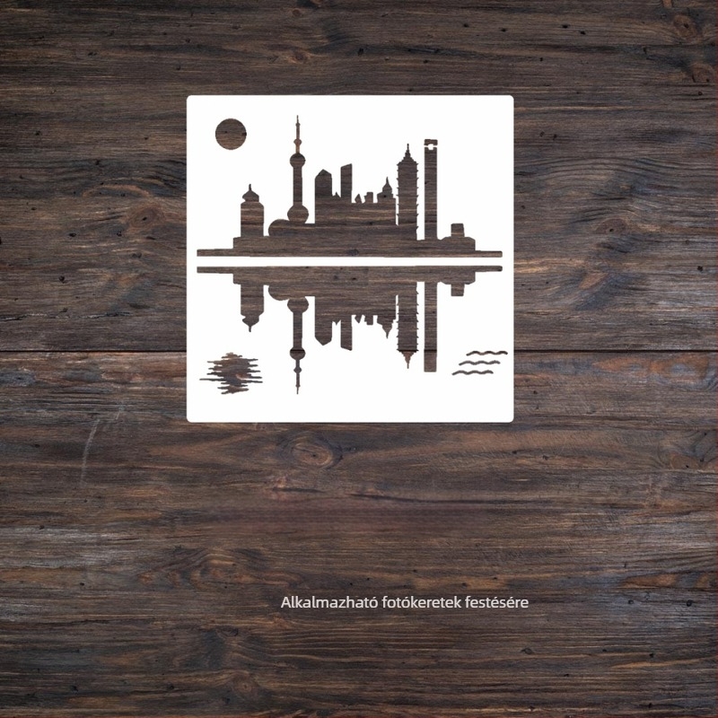 Lyukasztott festészeti sablon — kézzel készült a Rongyue Handmade; anyag: környezetbarát műanyag; témák: táj, város, vidéki, erdő, farm, strand.