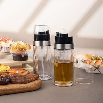 Kettős funkciójú olajtartó: öntés és permetezés, akril, nyomógombos permetező dizájn az egészséges olajhasználathoz, otthoni és kültéri grillhez