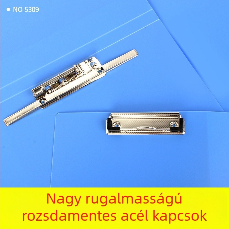 Deli 5309 A4 irattartó dupla csipeszes, irodai dokumentumtartó, műanyag, lemez vastagsága 0,65 mm, méretek 240×320 mm