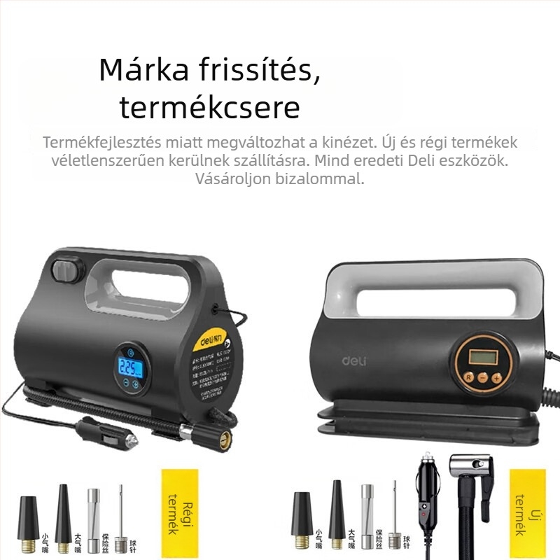 Autó inflátor – hordozható magasnyomású pumpa előre beállítható abroncsnyomással, 120W, USB töltés, egyhengeres, mutató kijelző