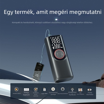 Hordozható mini elektromos gumiabroncs pumpa autó és kerékpárhoz, 12V DC, 80W, 6A, 35 L/min, digitális kijelző