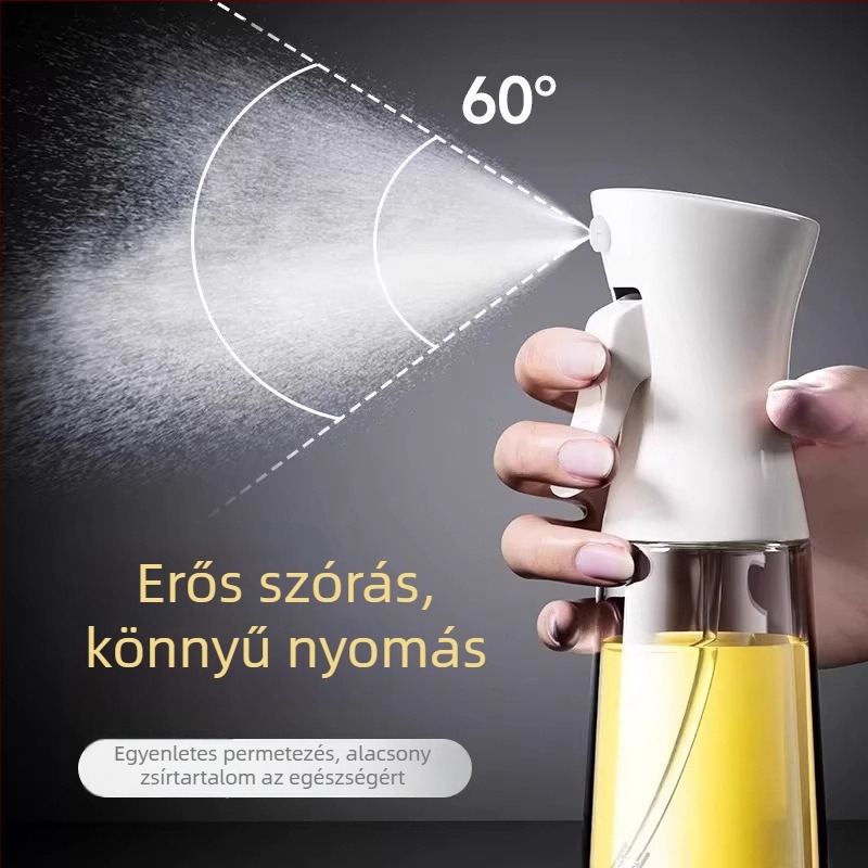 Olajspray-palack egyenletes olajkibocsátással, műanyagból, modern dizájn, nyomással permetezés