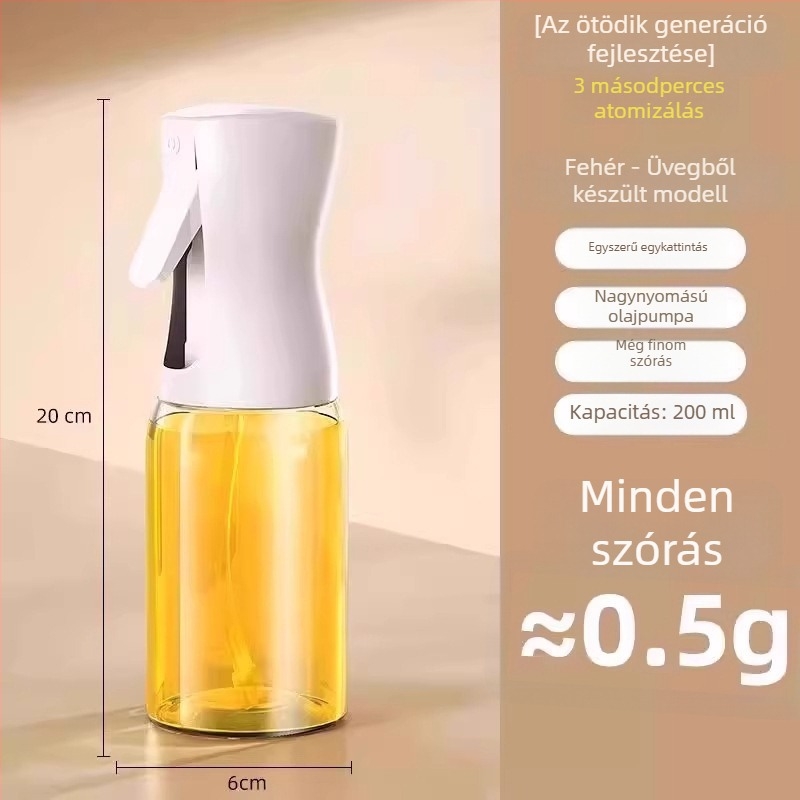 Olajspray-palack egyenletes olajkibocsátással, műanyagból, modern dizájn, nyomással permetezés