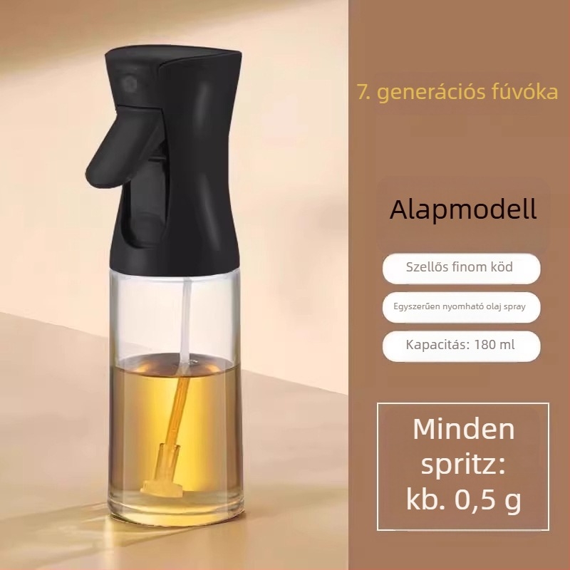 Olajspray-palack egyenletes olajkibocsátással, műanyagból, modern dizájn, nyomással permetezés