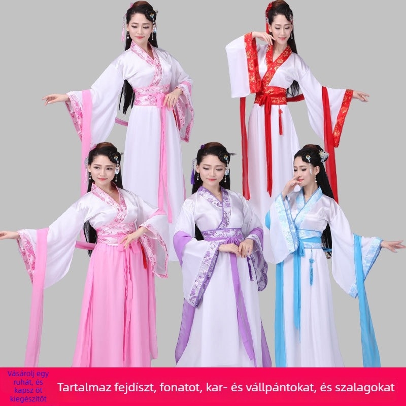 Hosszú Hanfu ruha nők 18-24 évesek számára — chiffon, 70–80% poliészter, egyéb anyagok <30%, 2023 tavasza