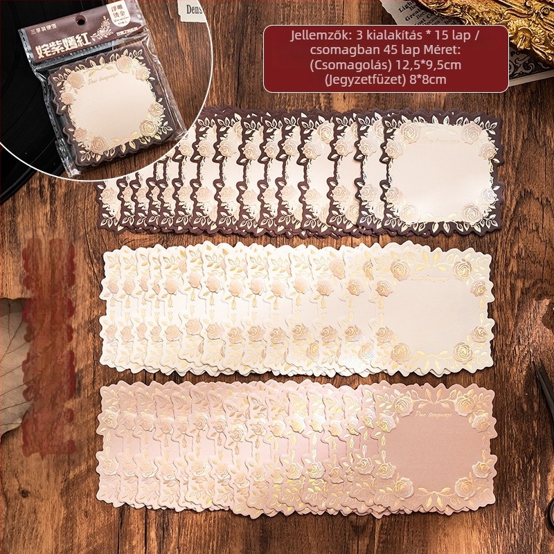 Rose Island háromcsomagos jegyzetlapok papírból, háromdimenziós relief és forró dombornyomásos nyomtatással retro háttérrel, modern művészeti stílusban.