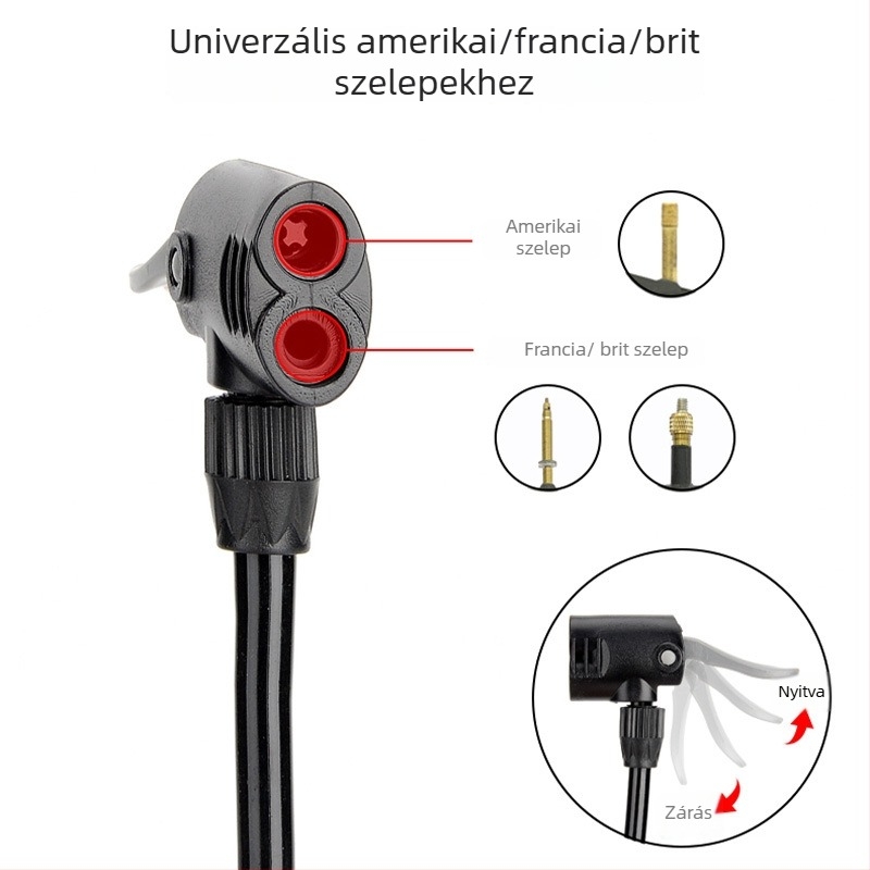 Kézi, hordozható magasnyomású kerékpárpumpa univerzális nyomásmérővel, 180 psi, vas test, modell 6532K, hossz 605 mm