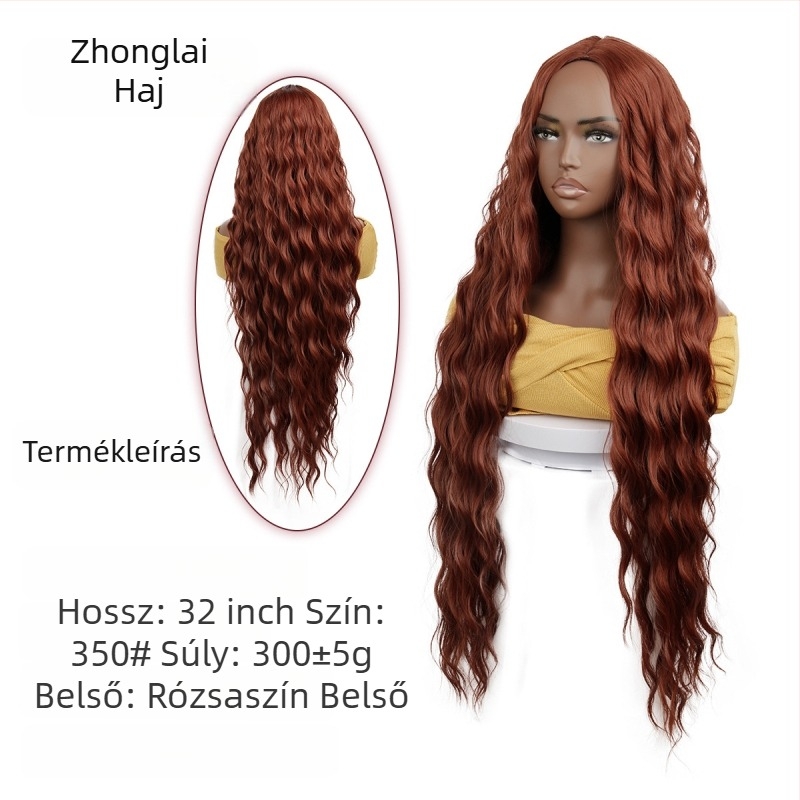 Hosszú görbés paróka, hosszú frufni, hőálló rostok, festhető, modell G08 350#, Zhonglai Hair Products
