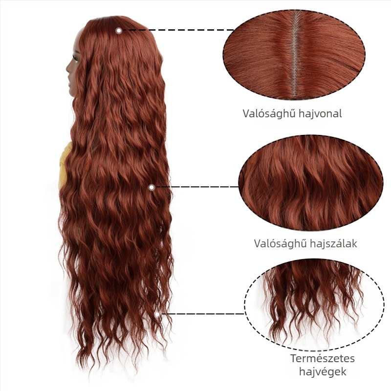Hosszú görbés paróka, hosszú frufni, hőálló rostok, festhető, modell G08 350#, Zhonglai Hair Products
