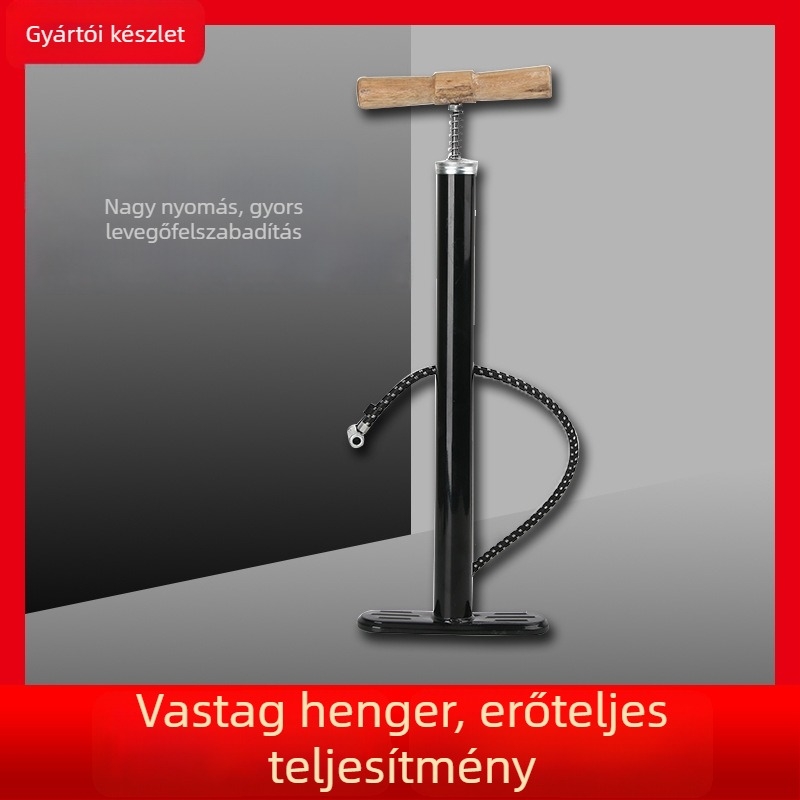 Kézi fújó pumpa, egyrészes kialakítás, vas test, hossz 64, tartozék: golyó tű