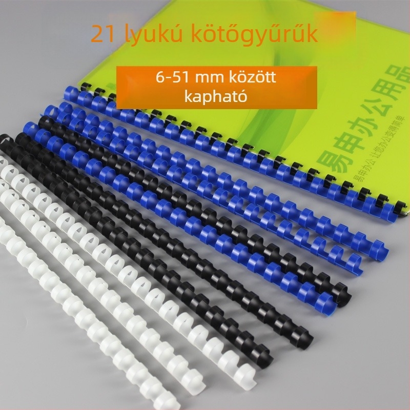 A4 21-fogú kötőgyűrű, műanyag kötőgyűrűk, átmérő 6–51 mm