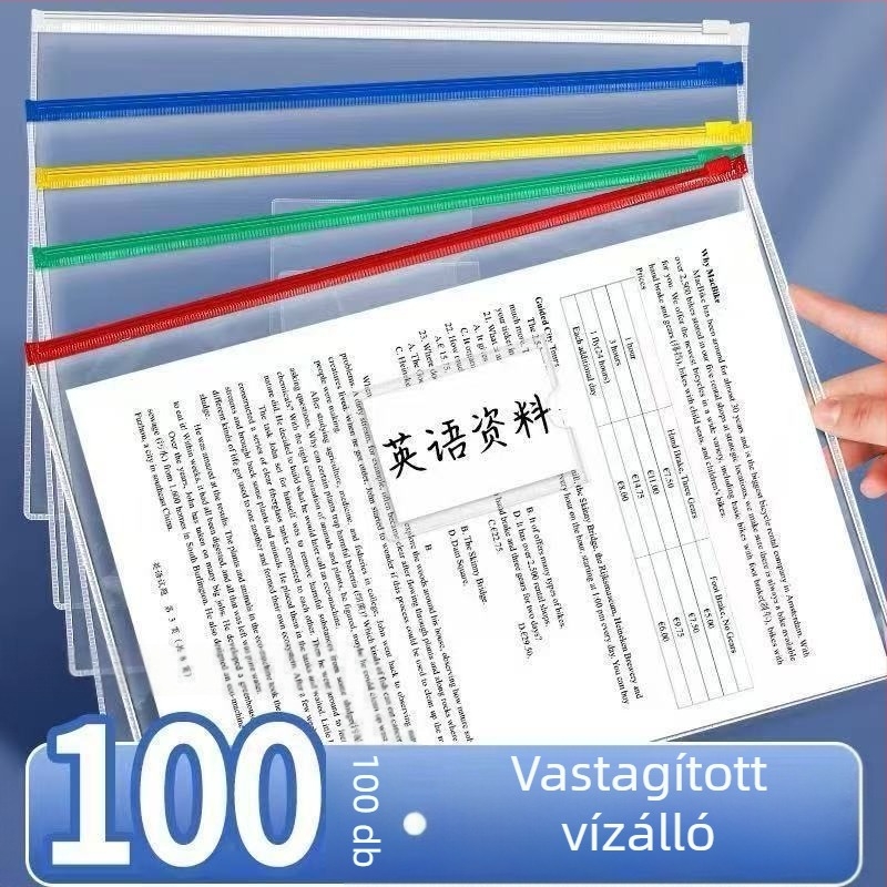 100 db átlátszó PVC önzáró dokumentumtáskák
