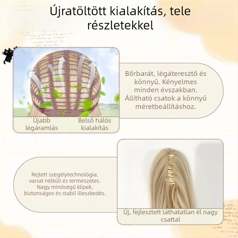 Senyue paróka, hőálló szálakból készült, hosszú göndör haj, modell DM891-88