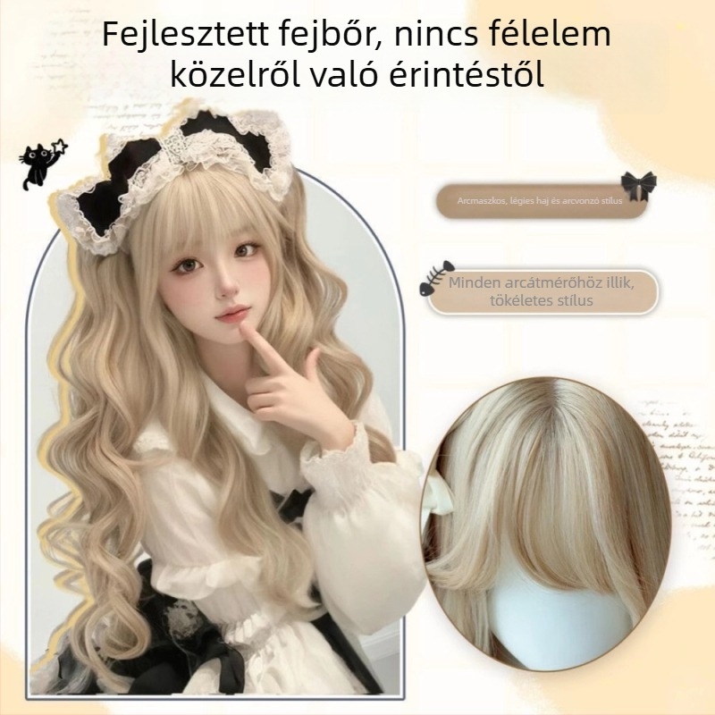 Senyue paróka, hőálló szálakból készült, hosszú göndör haj, modell DM891-88