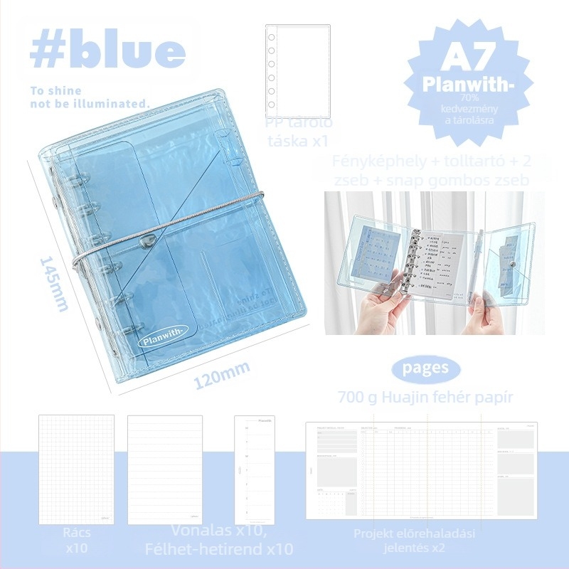 Jegyzetfüzet PVC borítóval, binder-kötéssel, belső papírfa rostból, akár 50 oldalig, PW251P