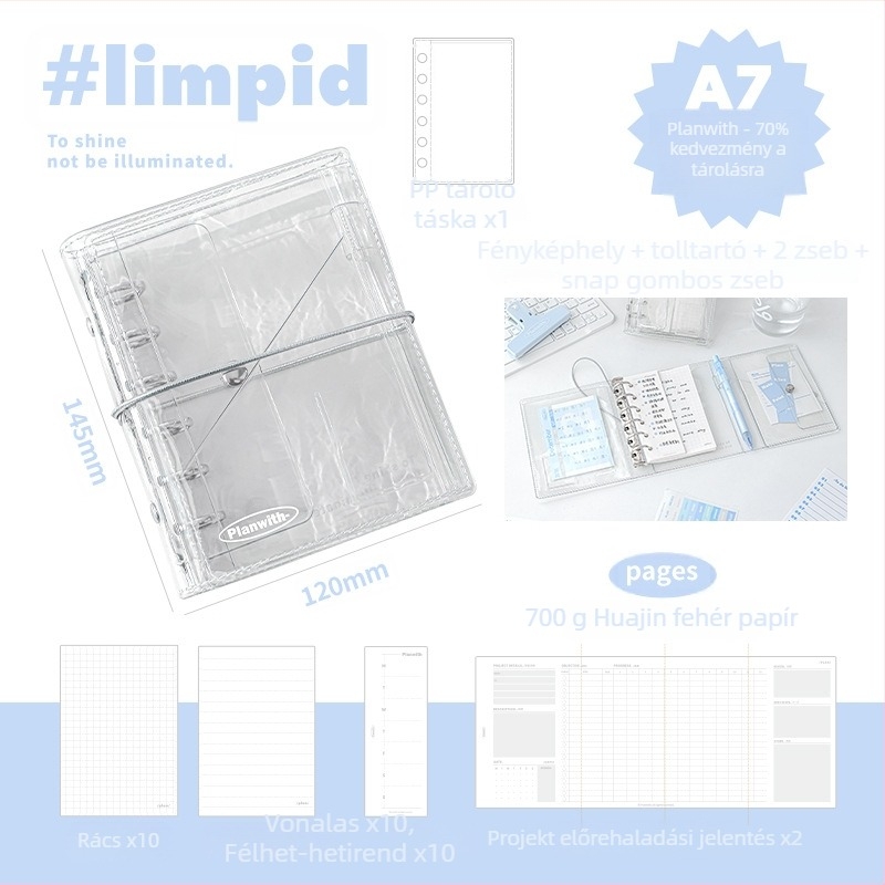 Jegyzetfüzet PVC borítóval, binder-kötéssel, belső papírfa rostból, akár 50 oldalig, PW251P