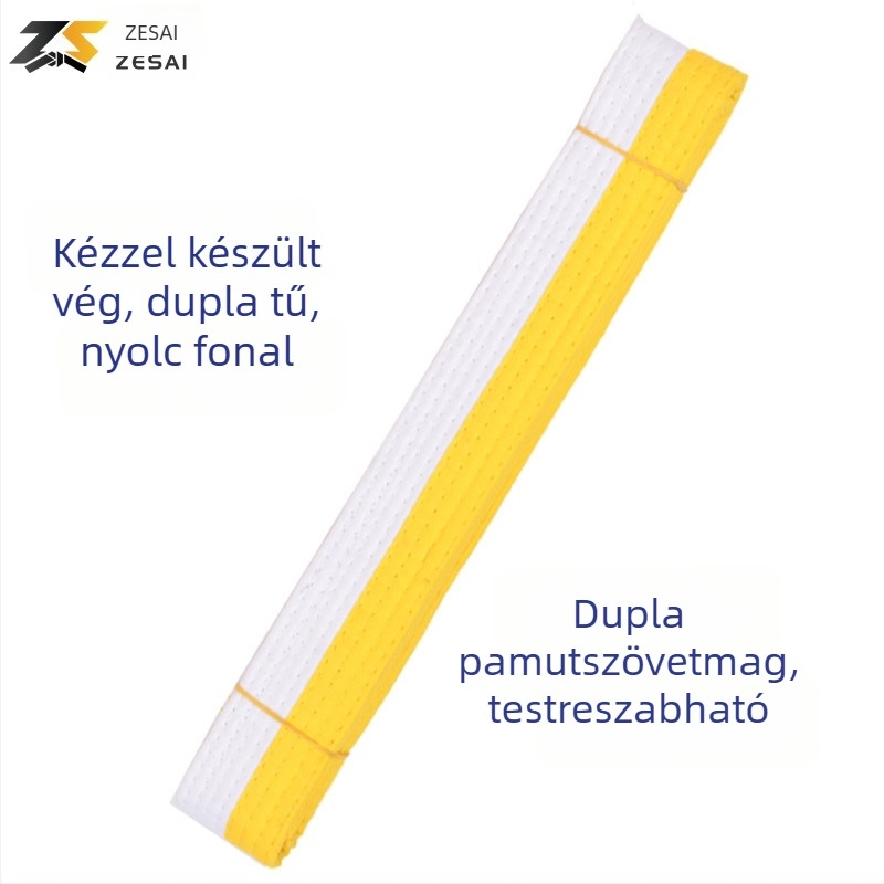 Karate és Taekwondo öv hímzett kivitelben, pamut-keverék anyag, bélés pamut-keverék, állítható hosszúság, harcművészeti edzésekhez és vizsgákhoz