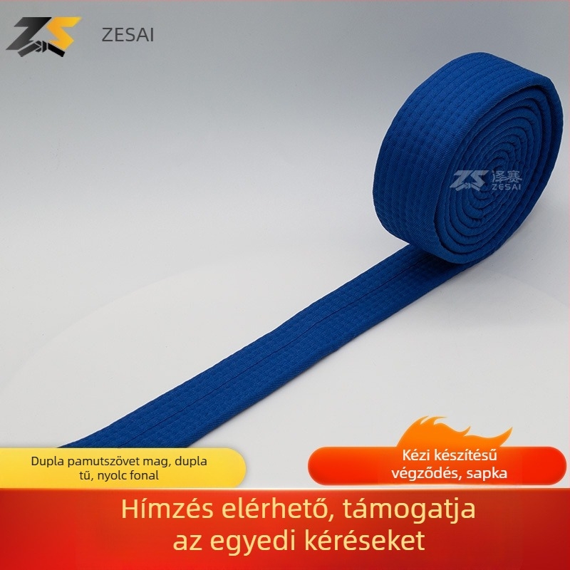 Karate és Taekwondo öv hímzett kivitelben, pamut-keverék anyag, bélés pamut-keverék, állítható hosszúság, harcművészeti edzésekhez és vizsgákhoz