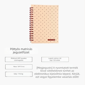 Kétoldalas notesz színes blokkokkal és pöttyökkel, minimalistikus-retro Instagram-stílusú diákoknak, spirálos füzet