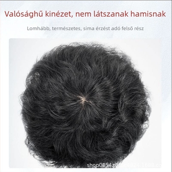 Teljes fejparóka nőknek, valódi emberi hajból, rövid göndör haj, természetes megjelenés, középkorú és idős nőknek