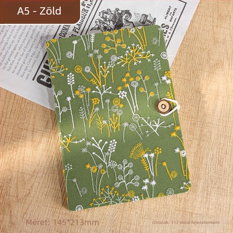 Notesz textilborítású, drótos kötés, Dowling papír, 98 gsm, 200-300 oldal, kreatív stílus
