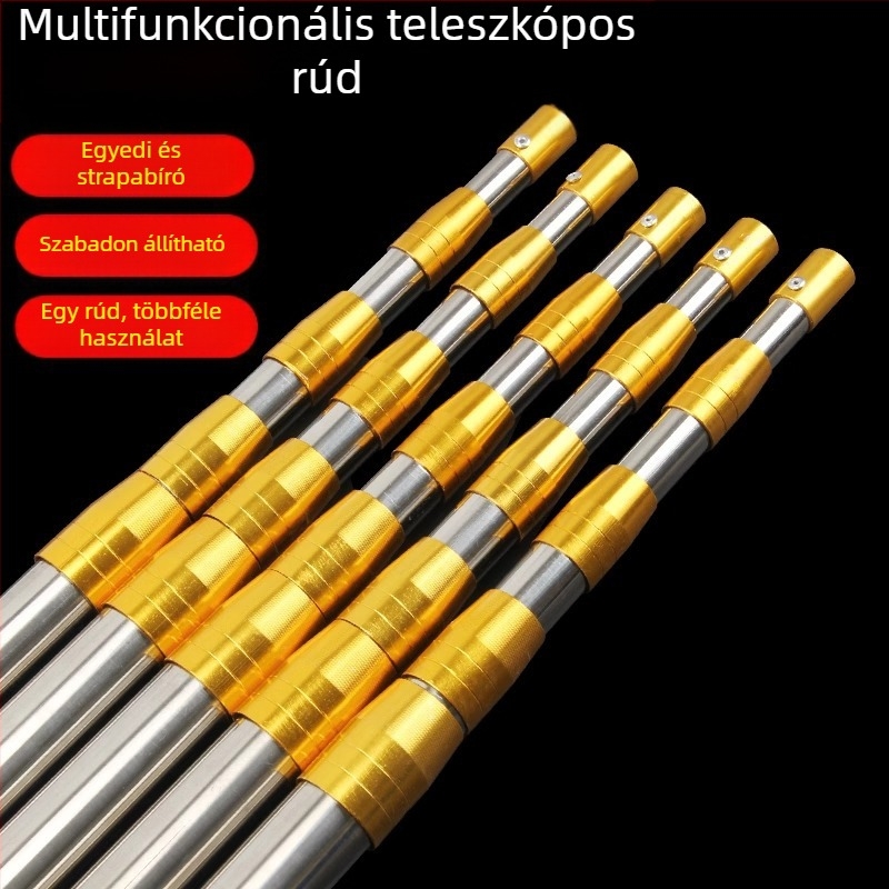 Rozsdamentes acél teleszkópos gyümölcsszedő pálca, többszekciós