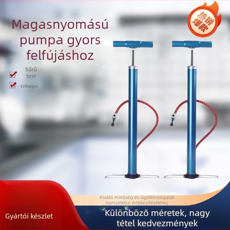 Sepas kézi kerékpárpumpa – 0,8 MPa magasnyomás, légcső tűvel, 3–az–1 a kosárlabdához, autóhoz és kerékpárhoz, testreszabható
