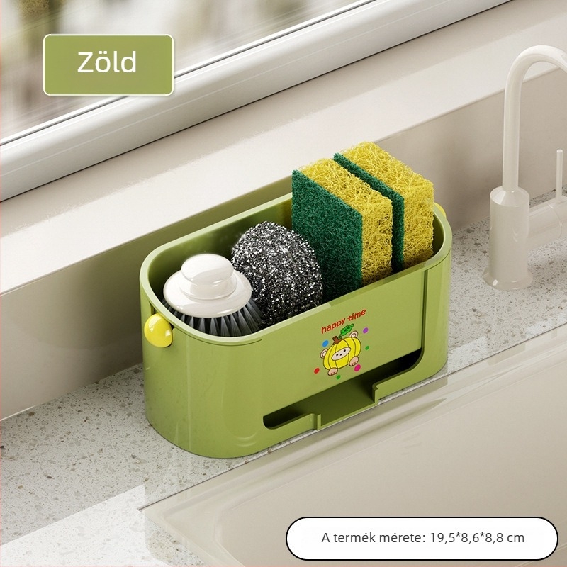 Mosogatóedények szárítóállványa a konyhapult tetejére – műanyag, mozgatható, telepítés nélküli, nagy kapacitású edények és szivacsok tárolására