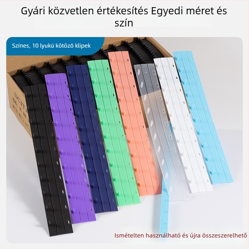 Dokumentumkötő szalag, műanyag, modell Binding strip, 10 lyuk, karton csomagolás