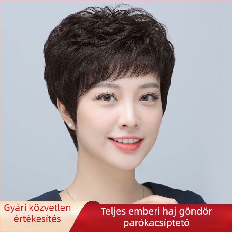 Természetes stílusú paróka J16, valódi emberi haj, teljes fej készlet, frufru: egyenes vagy ferde, gyártás: gépi és kézi szövés