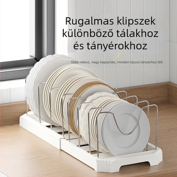 Konyhai tál- és evőeszköztároló polc – összecsukható, többfunkciós, mozgatható, szerelés nélkül, műanyag