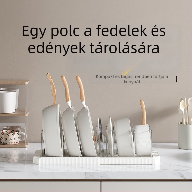 Konyhai tál- és evőeszköztároló polc – összecsukható, többfunkciós, mozgatható, szerelés nélkül, műanyag