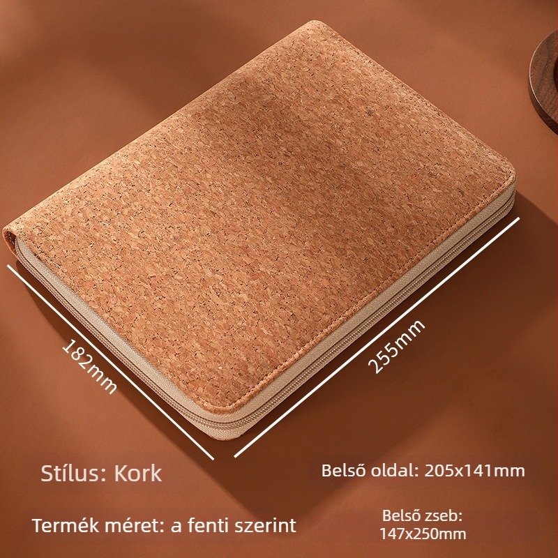 Kivehető lapokkal ellátott notesz cipzáros zsebbel, fényképek és bizonylatok tárolására, Dowling papír, 80 gsm, 50-100 oldal, logó nyomtatható