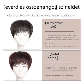 Fejtetőn viselhető paróka nőknek, természetes hatás, valódi emberi haj, rövid göndör paróka, elfedi ősz hajat