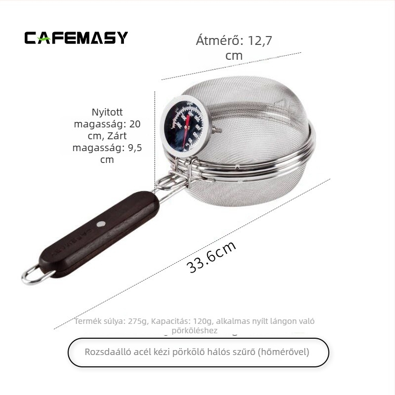 Kézi kávépörkölő rozsdamentes acél hálószűrővel – modern, minimalist stílus, kávézóhoz, testreszabható, licencelt magánmárkák
