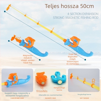 Mágneses indukcióval működő horgászjáték készlet, oktatási célú 4–6 éveseknek, fejleszti a kéz- szem koordinációt és a szülő-gyermek interakciót – Double Shell
