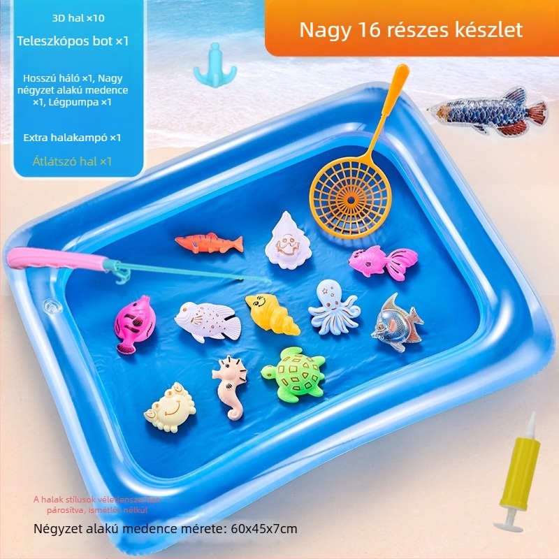 Mágneses indukcióval működő horgászjáték készlet, oktatási célú 4–6 éveseknek, fejleszti a kéz- szem koordinációt és a szülő-gyermek interakciót – Double Shell