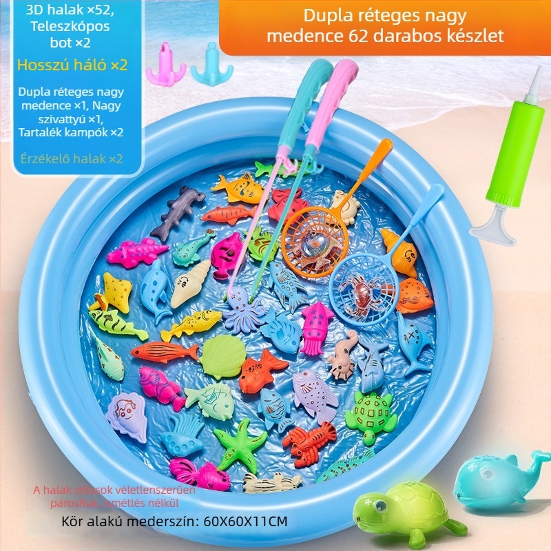 Mágneses indukcióval működő horgászjáték készlet, oktatási célú 4–6 éveseknek, fejleszti a kéz- szem koordinációt és a szülő-gyermek interakciót – Double Shell