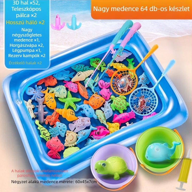 Mágneses indukcióval működő horgászjáték készlet, oktatási célú 4–6 éveseknek, fejleszti a kéz- szem koordinációt és a szülő-gyermek interakciót – Double Shell