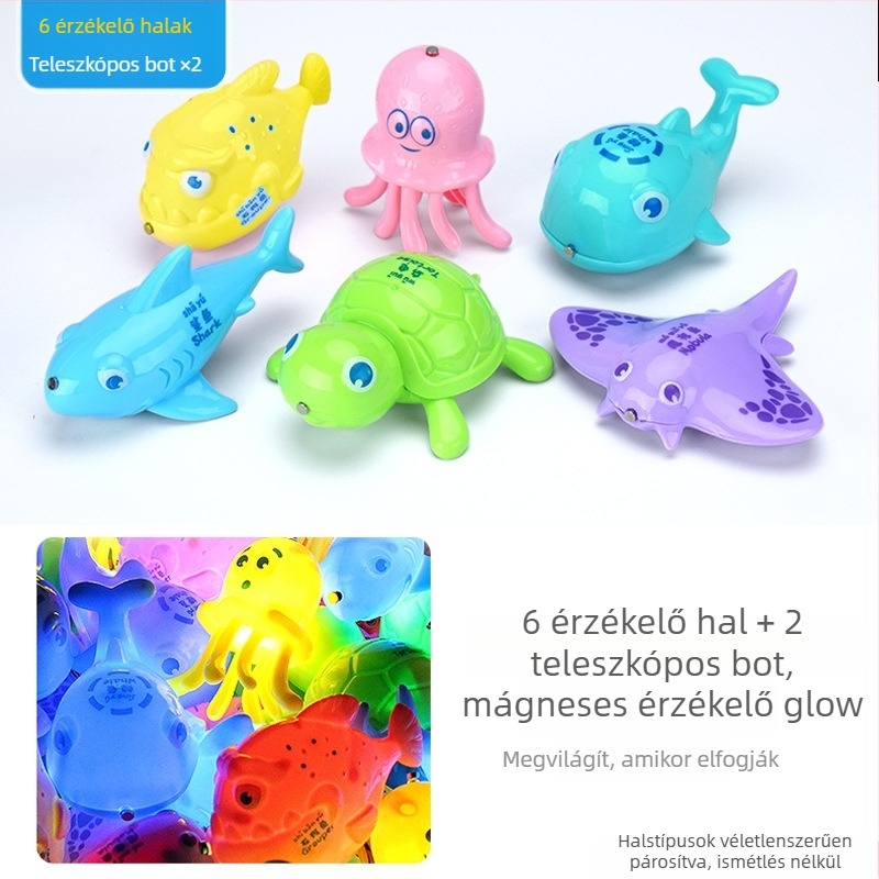 Mágneses indukcióval működő horgászjáték készlet, oktatási célú 4–6 éveseknek, fejleszti a kéz- szem koordinációt és a szülő-gyermek interakciót – Double Shell