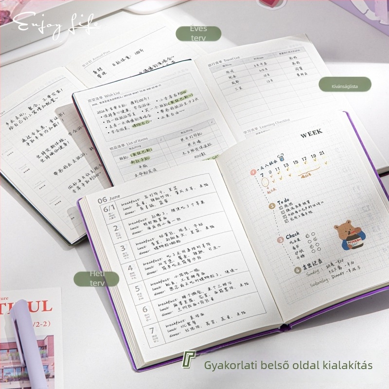 Notesz Four Seasons: hordozható zsebpláner a 2026-os évre, minimalist stílus, Dowling papír, 65 g, 100–200 oldal, kötés ragasztással és cérnával