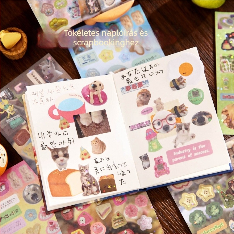 Kollázs matricás könyv antik stílusú motívumokkal, bevont papír, UV nyomtatás, unisex, Yu xian