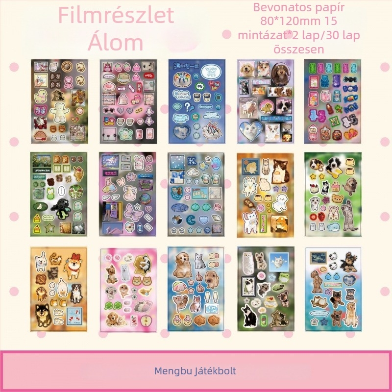 Kollázs matricás könyv antik stílusú motívumokkal, bevont papír, UV nyomtatás, unisex, Yu xian