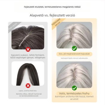 Női hosszú göndör paróka középen elválasztott frufival, modell XGS-25, félautomata kivitelezésben, hőálló rostok